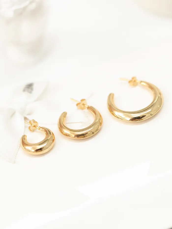 925 Silver Bold Hoop Stud Earring MinimalBijoux Earrings