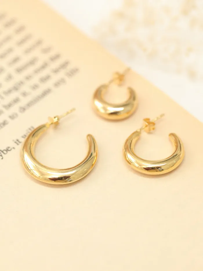 925 Silver Bold Hoop Stud Earring MinimalBijoux Earrings