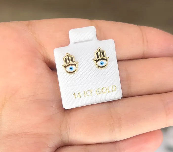 AB and J 14K Gold Womens Hamsa Earrings Earrings