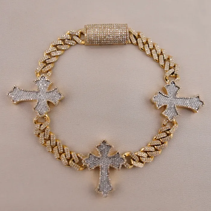 AB and J Bracelets 10k Gold Diamond Cross Bracelet 8in C728