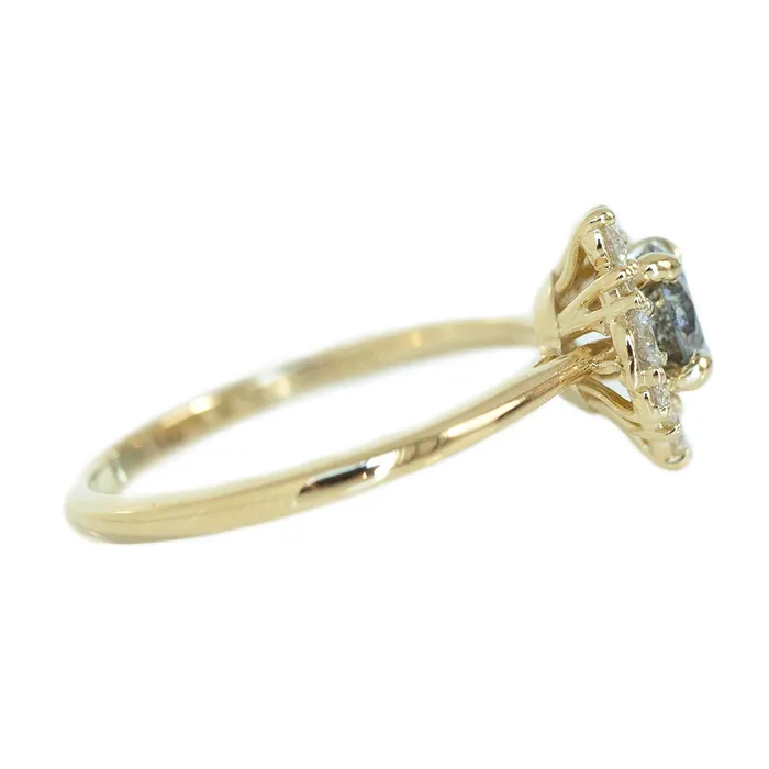 Anueva Jewelry Rings 065ct Round Salt And Pepper Diamond Asymmetrical Cluster Ring In 14k Yellow Gold