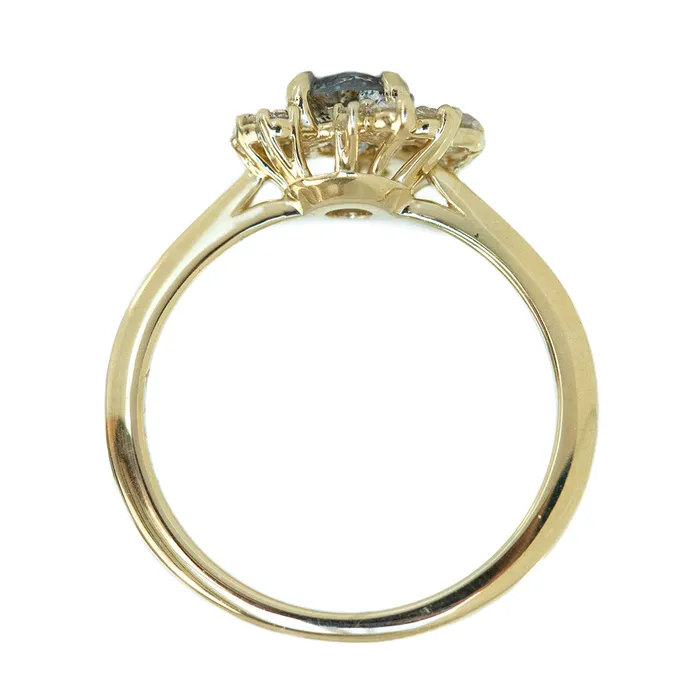 Anueva Jewelry Rings 065ct Round Salt And Pepper Diamond Asymmetrical Cluster Ring In 14k Yellow Gold