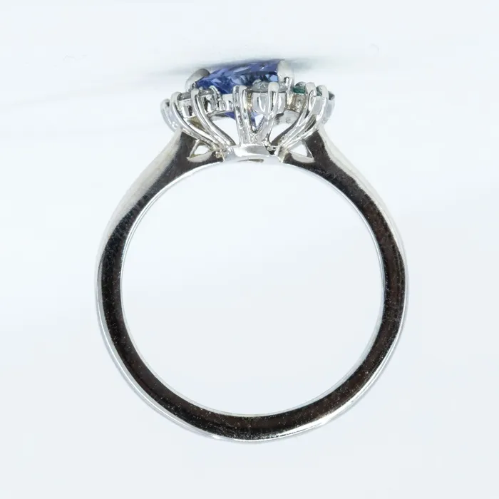 Anueva Jewelry Rings 137ct Trillion Purple Sapphire Asymmetrical Diamond and Gemstone Ring in 14k white gold by Anueva Jewelry
