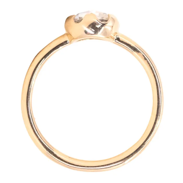 Anueva Jewelry Rings Antique style 65mm Round Rosecut Moissanite 6Prong Low Profile Ring With Plain Rounded Band in 14K Yellow Gold