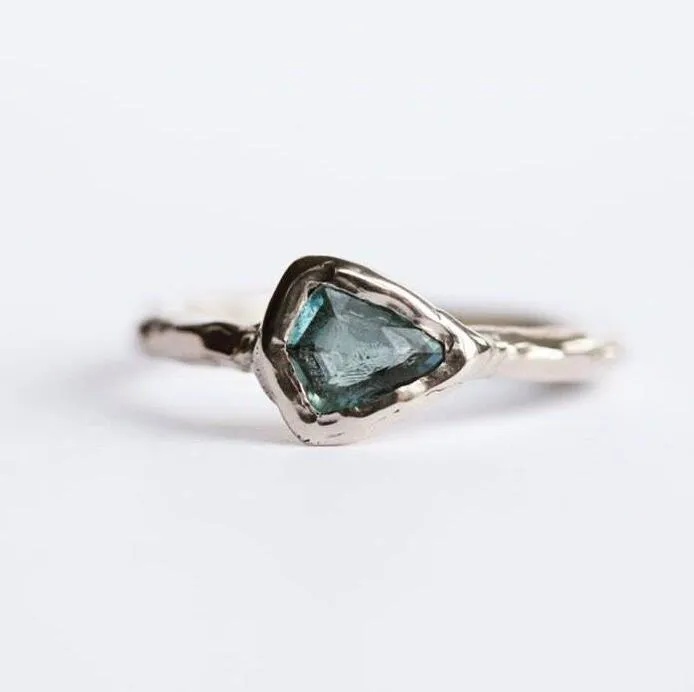 Anueva Jewelry Rings Tanzanite Arrowhead Ring December Birthstone Shield Blue Tanzanite Ring in a Reclaimed White Gold setting rustic ring by Anueva Jewelry