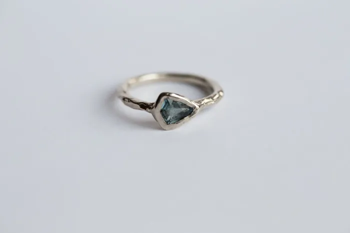 Anueva Jewelry Rings Tanzanite Arrowhead Ring December Birthstone Shield Blue Tanzanite Ring in a Reclaimed White Gold setting rustic ring by Anueva Jewelry