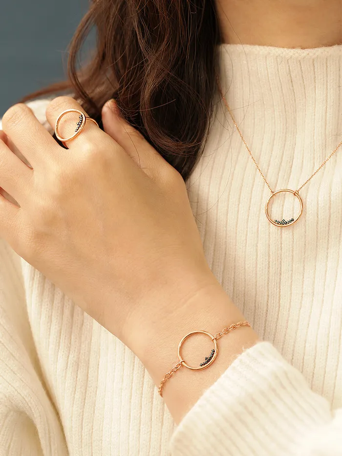 Bracelets 14K 18K Blue Diamond Circle Bracelet MinimalBijoux