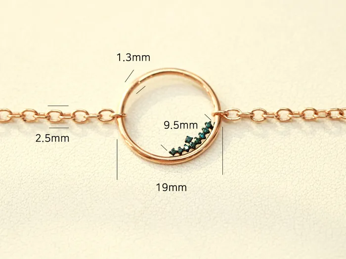 Bracelets 14K 18K Blue Diamond Circle Bracelet MinimalBijoux