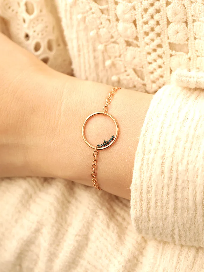 Bracelets 14K 18K Blue Diamond Circle Bracelet MinimalBijoux