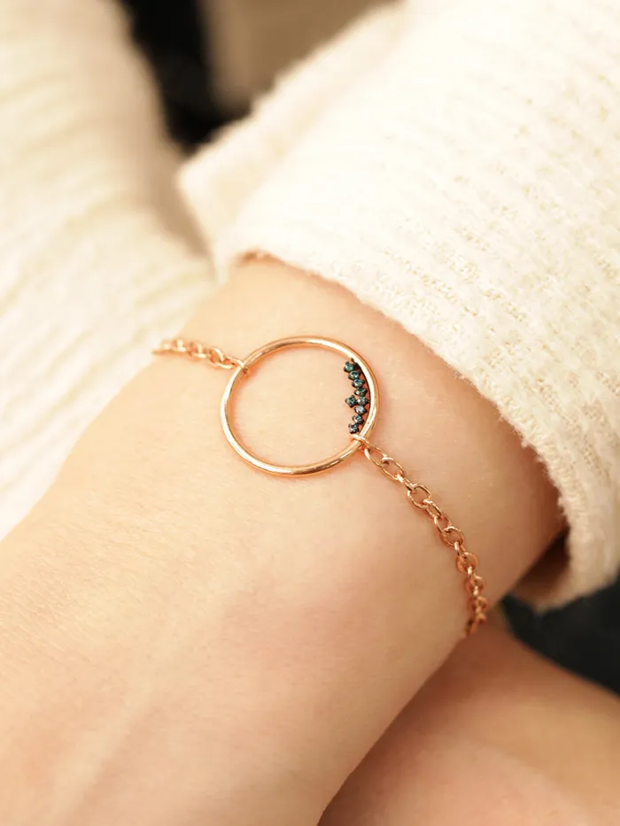 Bracelets 14K 18K Blue Diamond Circle Bracelet MinimalBijoux