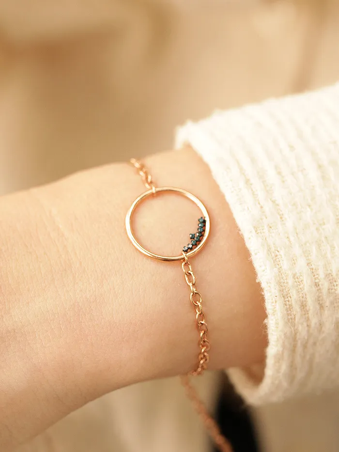 Bracelets 14K 18K Blue Diamond Circle Bracelet MinimalBijoux