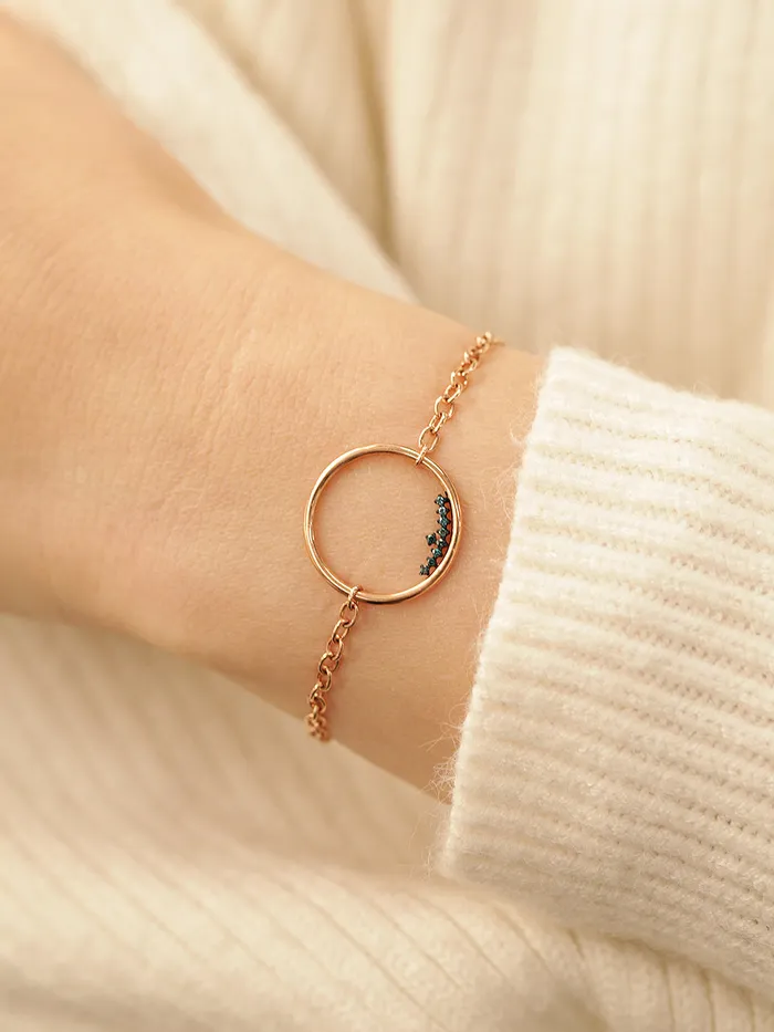 Bracelets 14K 18K Blue Diamond Circle Bracelet MinimalBijoux