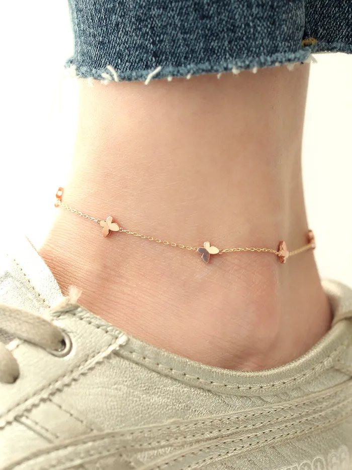 Bracelets 14K 18K Gold Mini Butterfly Anklet Bracelet MinimalBijoux