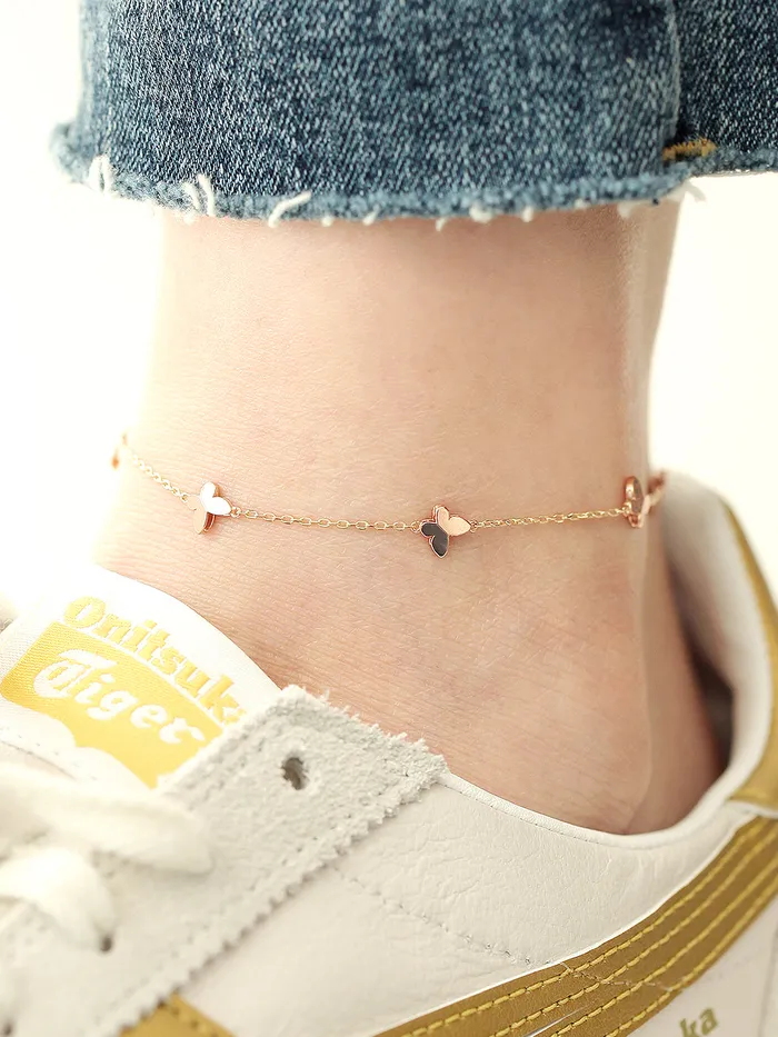 Bracelets 14K 18K Gold Mini Butterfly Anklet Bracelet MinimalBijoux