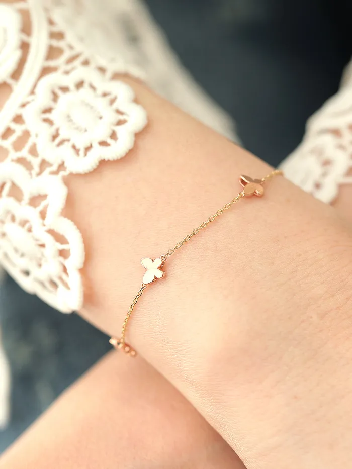 Bracelets 14K 18K Gold Mini Butterfly Anklet Bracelet MinimalBijoux