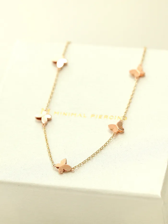 Bracelets 14K 18K Gold Mini Butterfly Anklet Bracelet MinimalBijoux