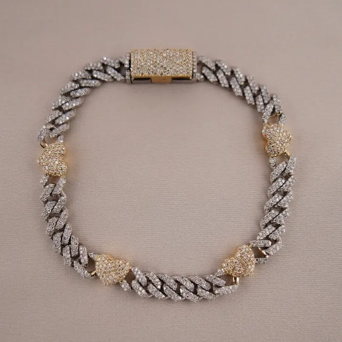 Bracelets AB and J 10k Gold Diamond Heart Bracelet 7in C720