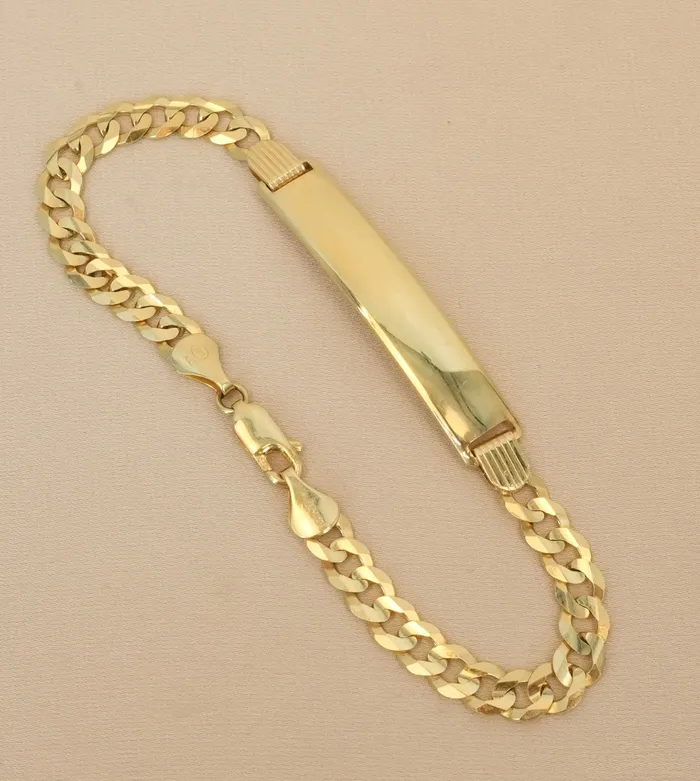 Bracelets AB and J 14K Gold Solid Curb ID Bracelet 58mm AB0222