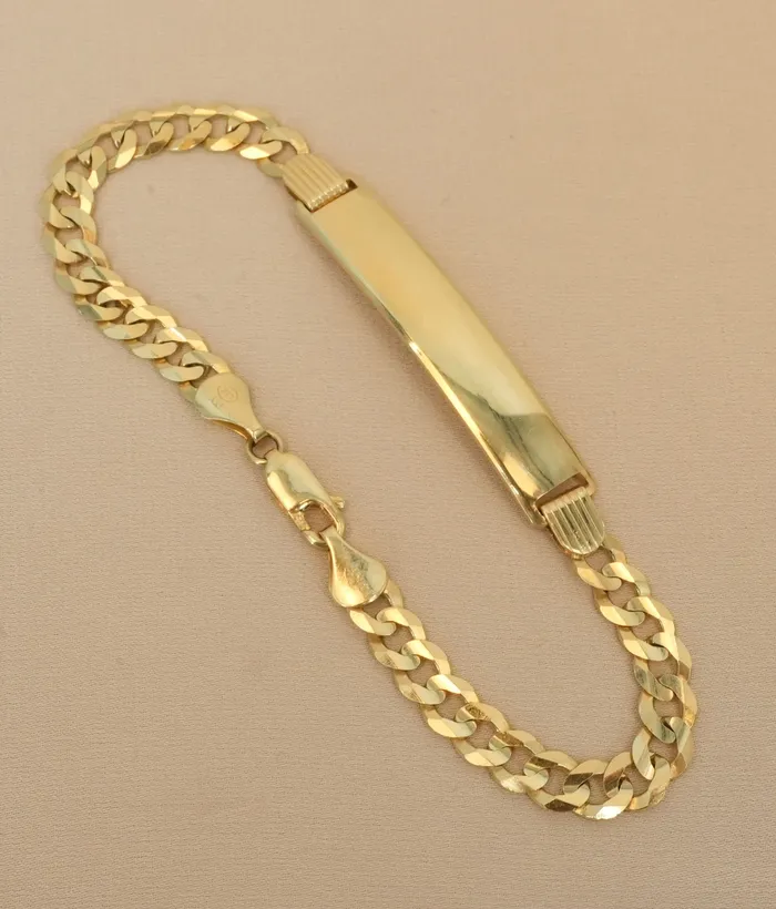 Bracelets AB and J 14K Gold Solid Curb ID Bracelet 58mm AB0222 Bracelets AB and J 14K Gold Solid Curb ID Bracelet 58mm AB0222