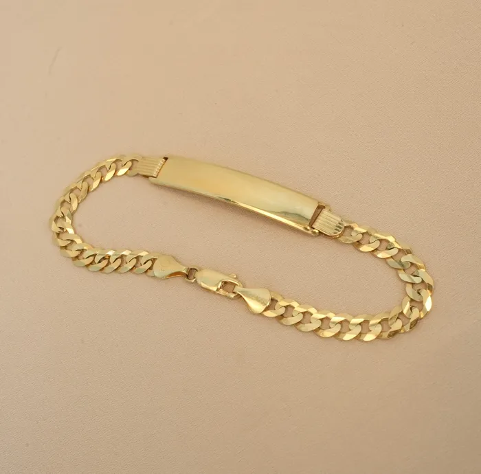 Bracelets AB and J 14K Gold Solid Curb ID Bracelet 58mm AB0222 Bracelets AB and J 14K Gold Solid Curb ID Bracelet 58mm AB0222