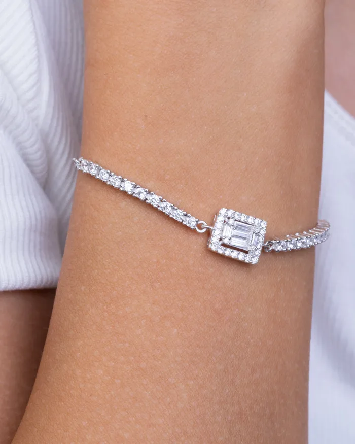Bracelets KOAY Silver Store Tennis Square Bracelet