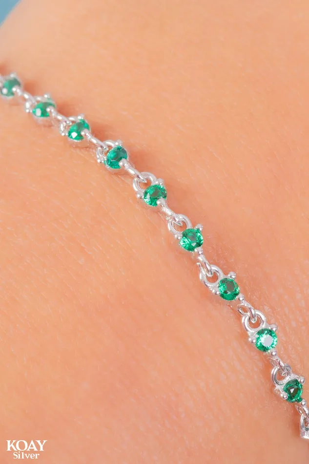 Bracelets KOAY Silver Store Zircons Bracelet 010Green