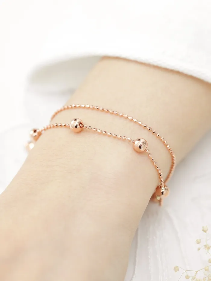 Bracelets MinimalBijoux 14K 18K Gold 2 Line Shine Ball Bracelet