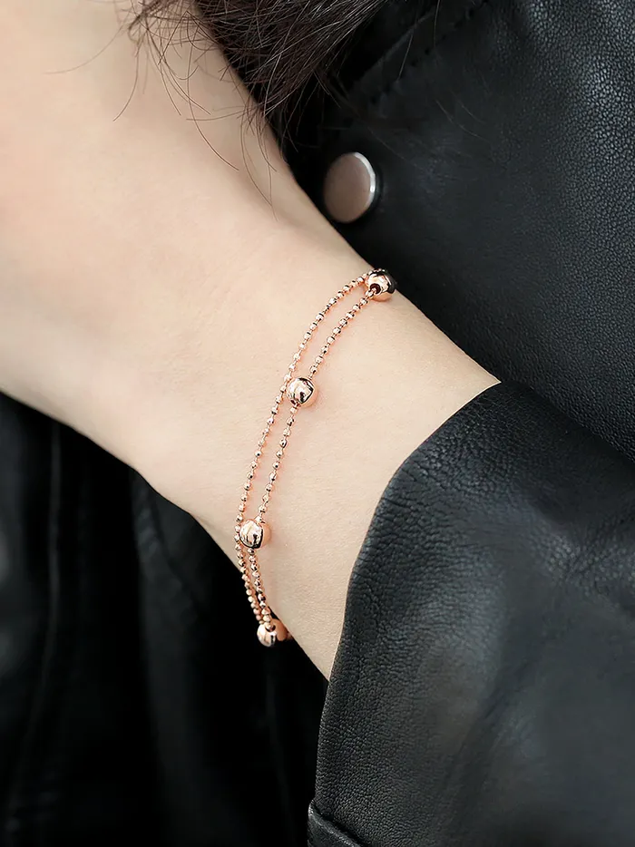 Bracelets MinimalBijoux 14K 18K Gold 2 Line Shine Ball Bracelet