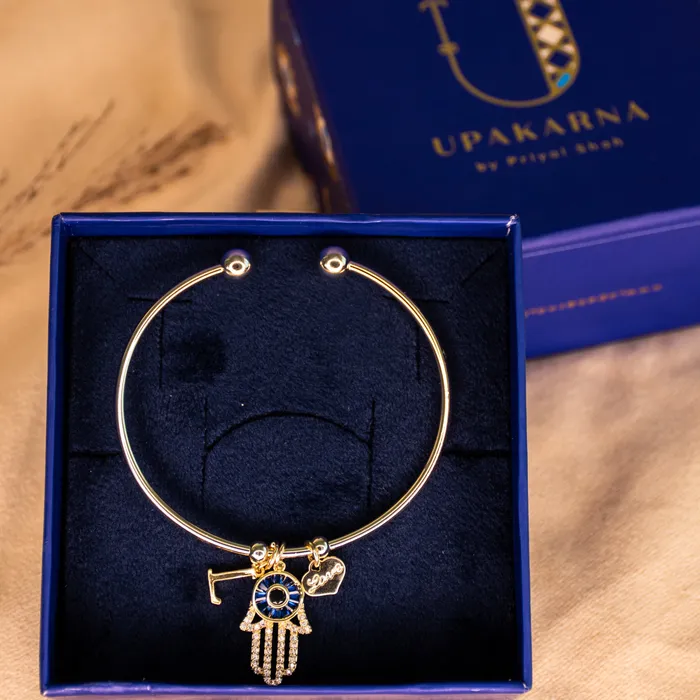 Bracelets Personalized Initial Hamsa Bracelet Gift Box Upakarna