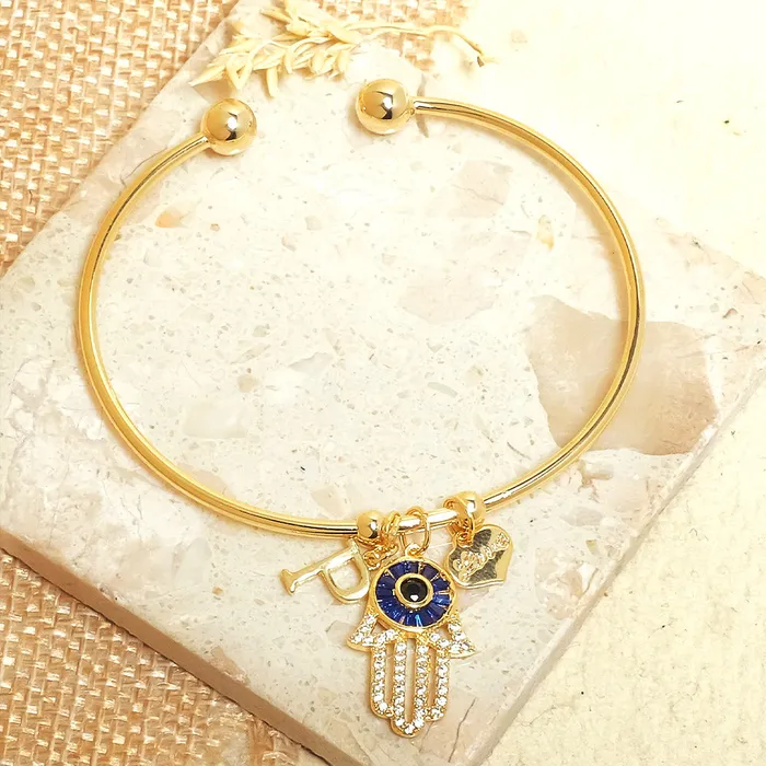 Bracelets Personalized Initial Hamsa Bracelet Gift Box Upakarna