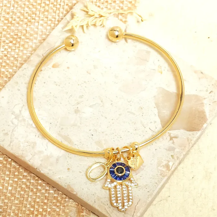 Bracelets Personalized Initial Hamsa Bracelet Gift Box Upakarna