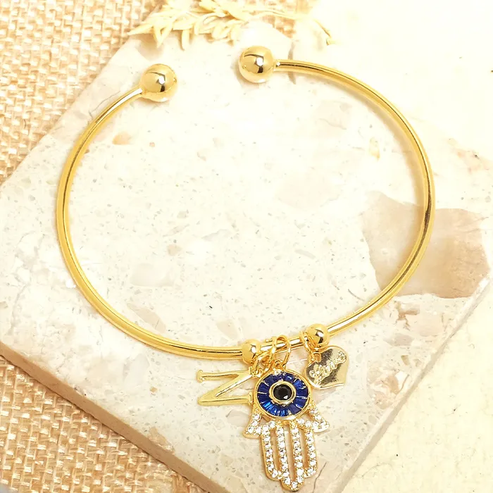 Bracelets Personalized Initial Hamsa Bracelet Gift Box Upakarna