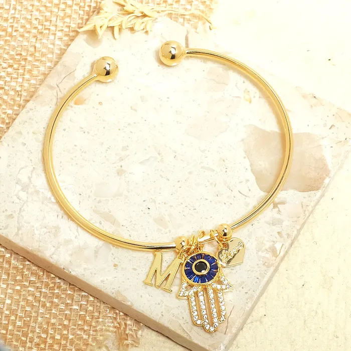 Bracelets Personalized Initial Hamsa Bracelet Gift Box Upakarna