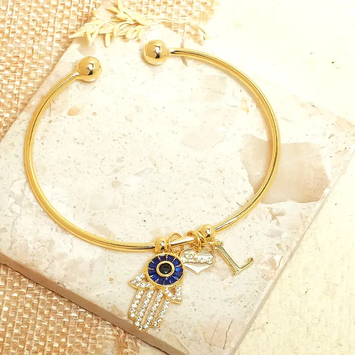 Bracelets Personalized Initial Hamsa Bracelet Gift Box Upakarna