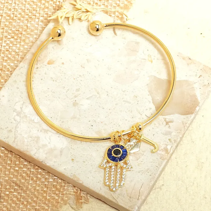Bracelets Personalized Initial Hamsa Bracelet Gift Box Upakarna