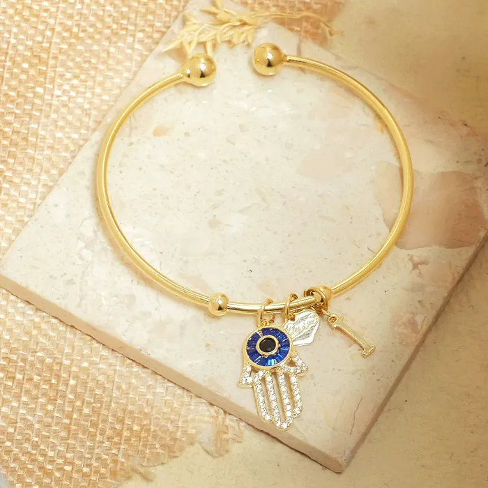 Bracelets Personalized Initial Hamsa Bracelet Gift Box Upakarna