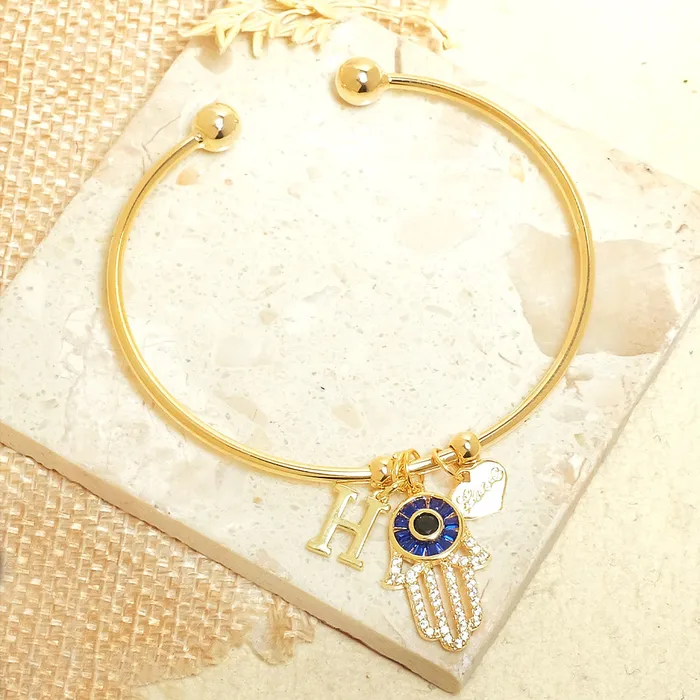 Bracelets Personalized Initial Hamsa Bracelet Gift Box Upakarna