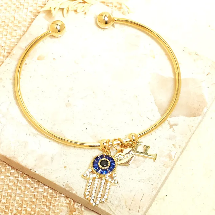 Bracelets Personalized Initial Hamsa Bracelet Gift Box Upakarna