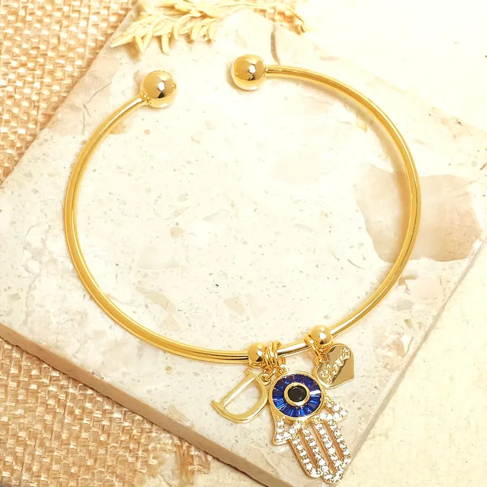 Bracelets Personalized Initial Hamsa Bracelet Gift Box Upakarna