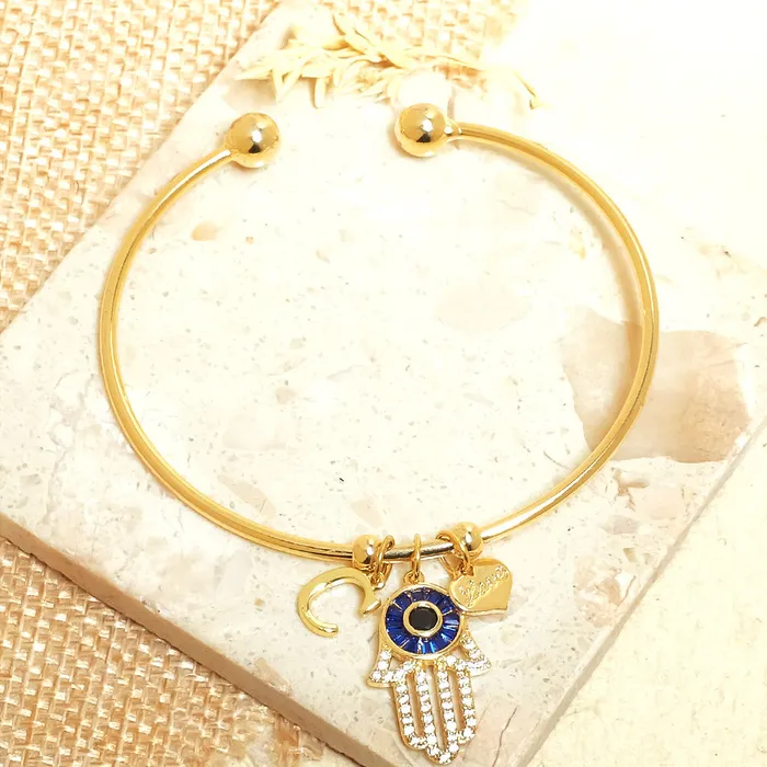 Bracelets Personalized Initial Hamsa Bracelet Gift Box Upakarna