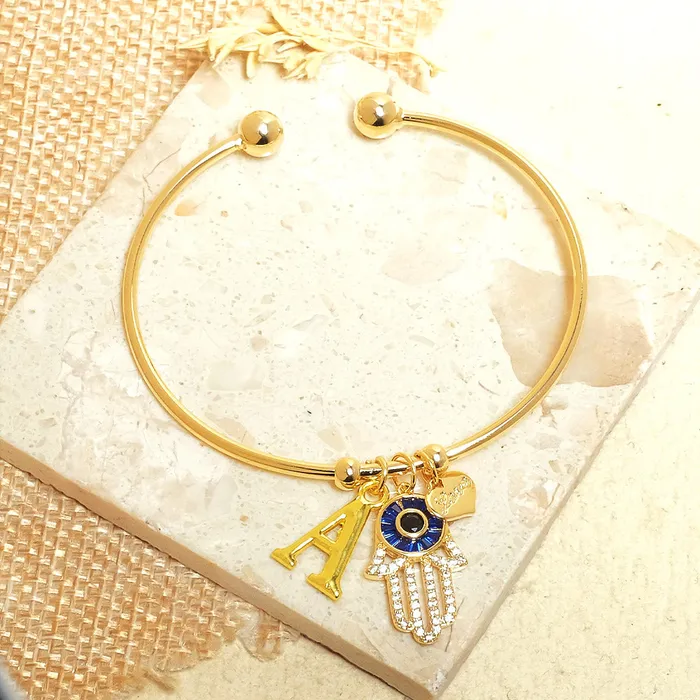 Bracelets Personalized Initial Hamsa Bracelet Gift Box Upakarna