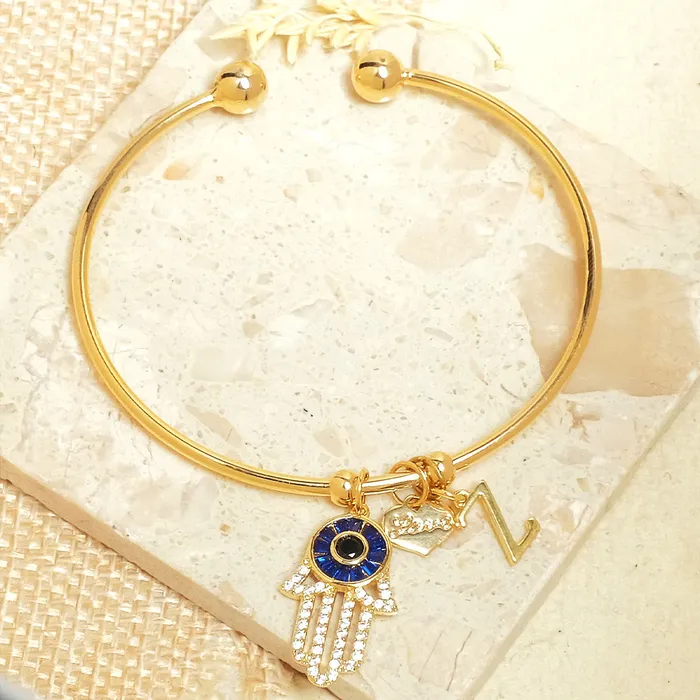 Bracelets Personalized Initial Hamsa Bracelet Gift Box Upakarna