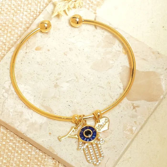 Bracelets Personalized Initial Hamsa Bracelet Gift Box Upakarna