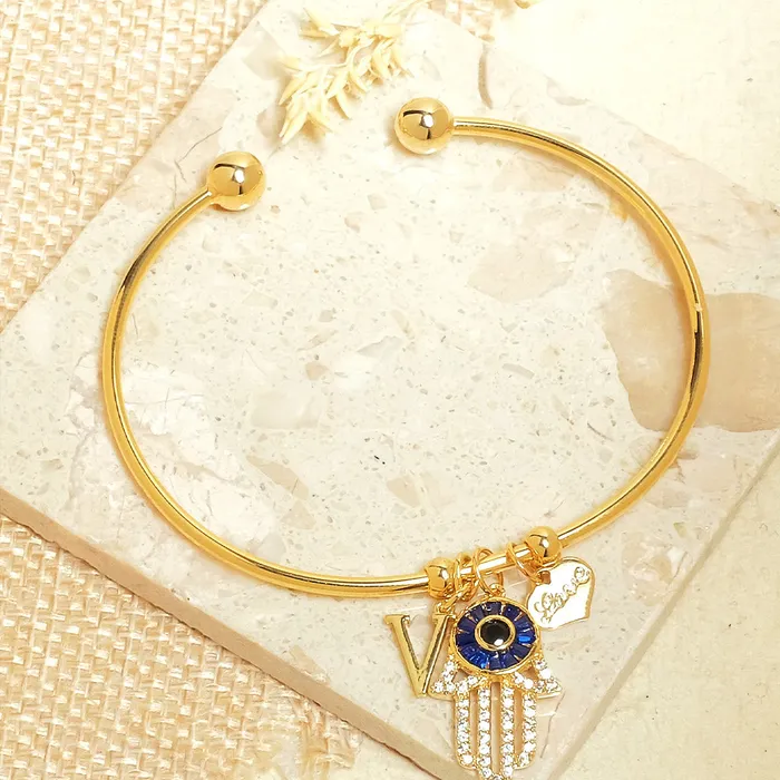 Bracelets Personalized Initial Hamsa Bracelet Gift Box Upakarna