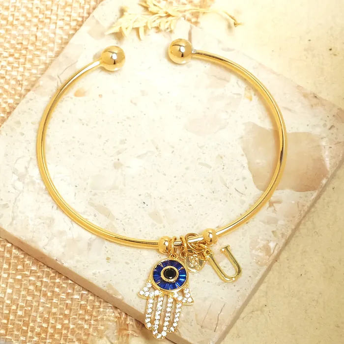 Bracelets Personalized Initial Hamsa Bracelet Gift Box Upakarna