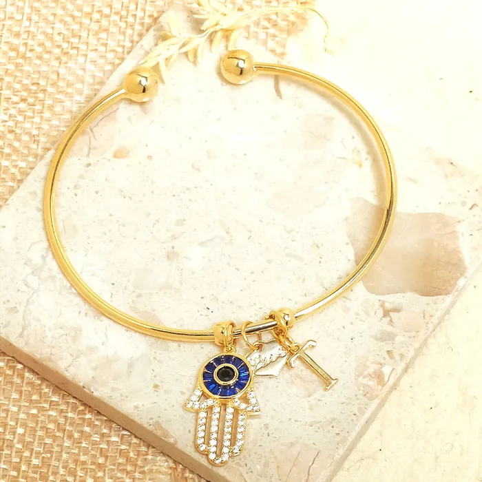 Bracelets Personalized Initial Hamsa Bracelet Gift Box Upakarna