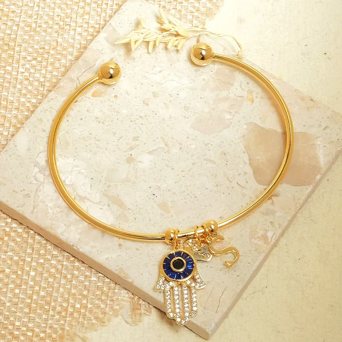 Bracelets Personalized Initial Hamsa Bracelet Gift Box Upakarna