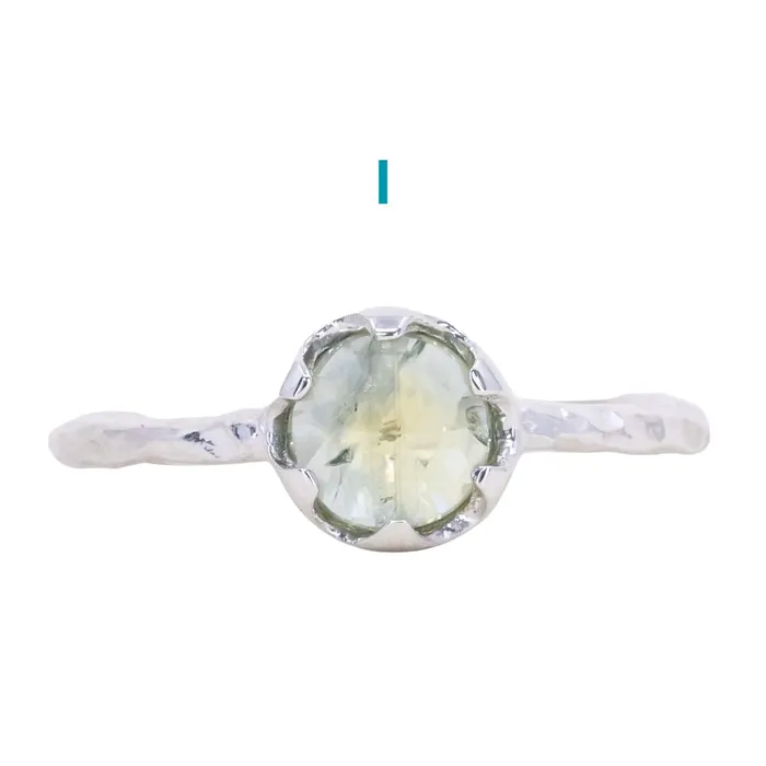 CALEB QUASHEN Rosecut Round Montana Sapphire Low Profile Six Prong Solitaire Rings in Sterling Silver Rings