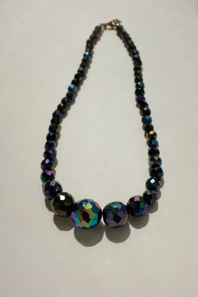collectionno2 Necklaces BLACK SPACE GLASS BEADS VINTAGE NECKLACE