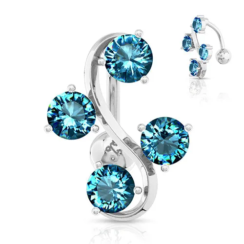 CZ Vine Stainless Reverse Belly Ring Tulsa Body Jewelry Rings CZ Vine Stainless Reverse Belly Ring Tulsa Body Jewelry Rings